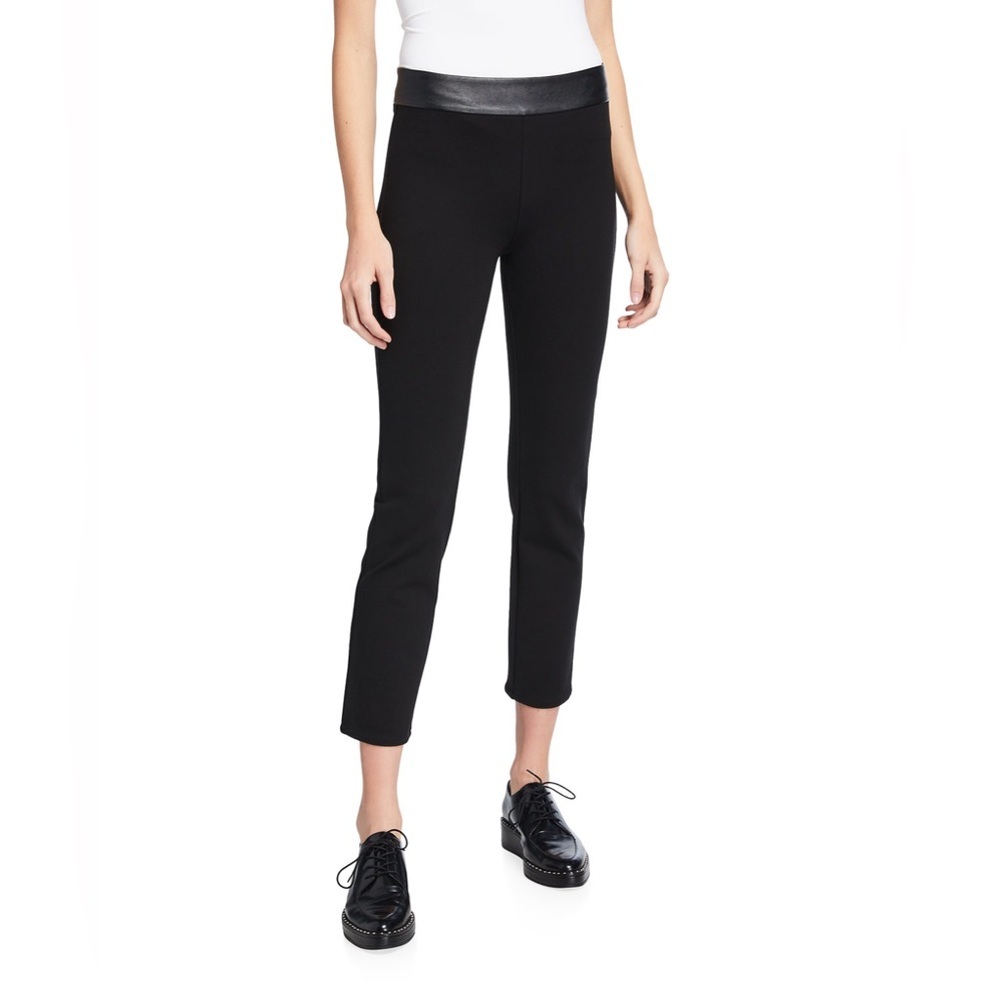 NWOT Camilla Ponte Pants With Faux-Leather Waist in Black Trim